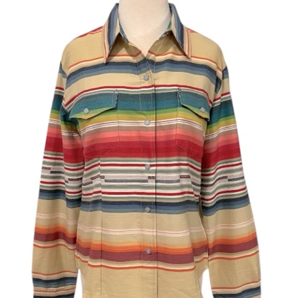 Tasha Polizzi Womens Western Button Down Striped Long Sleeve XL & Medium - Picture 1 of 11
